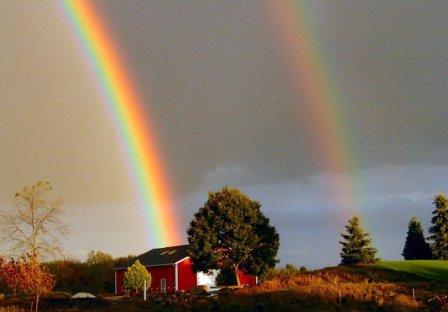 How is a rainbow formed: An actual image of a secondary rainbow Photo Credit: muslimheritage dot com